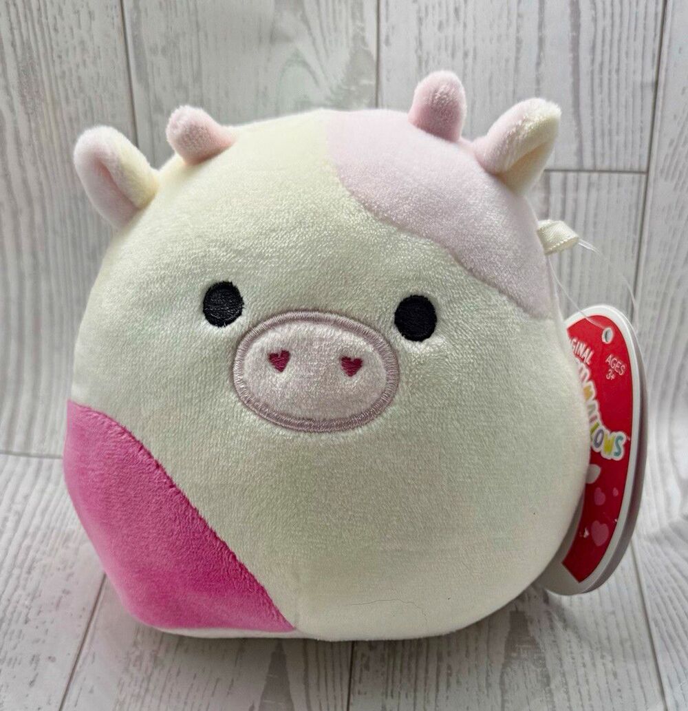 Kellytoy Squishmallows Caedyn Cow 5” Valentine’s Day Release Plushie NWT